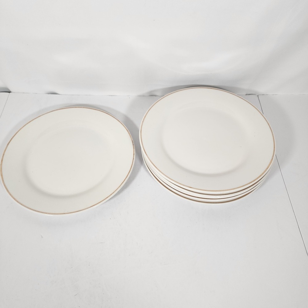 Set of 6 Royal Norfolk White Gold Rim Dinner Plates 10.5"‎ New With Labels